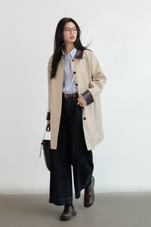 LS_Contrast midi loose trench coat