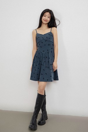 LS_Blue floral jacquard slip dress