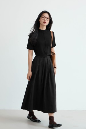 LS_Commuter pleated A-line long skirt