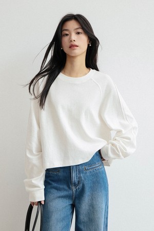 LS_Crew neck cropped top