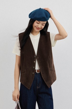 LS_Vintage loose velvet vest