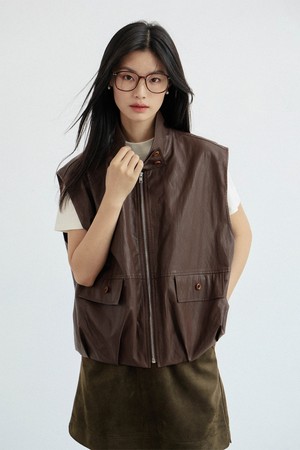 LS_Cargo loose leather vest