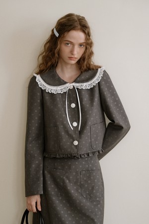 Cest_Dark gray floral collar jacket