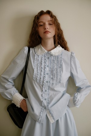 Cest_Sky blue doll collar shirt