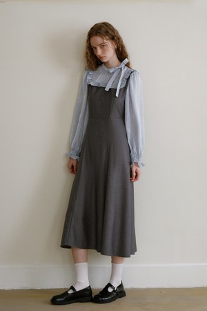 Cest_Bow collar fake two-piece dress