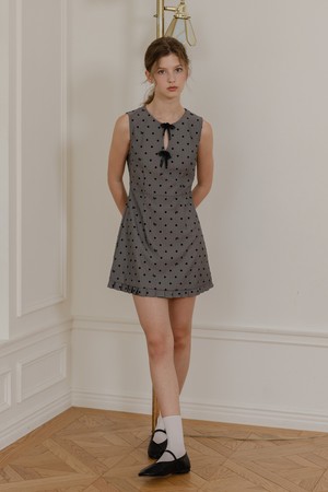 DD_Polka dot bow sleeveless dress