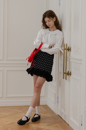 DD_Polka dot ruffle mini skirt