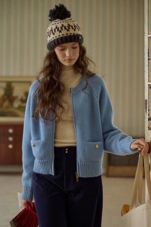 SR_Zip-up wool knitted cardigan_3color