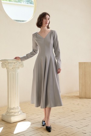 YY_V-neck slim waist dress