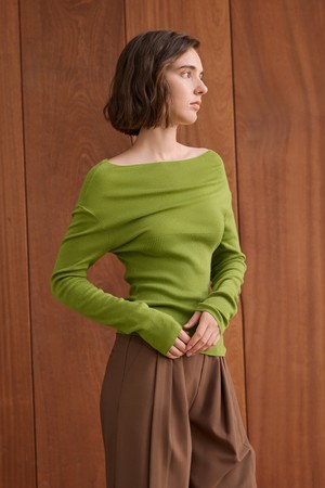 YY_Boat neck knit top_3color