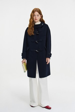 WD_Classic horn button hooded coat_NAVY