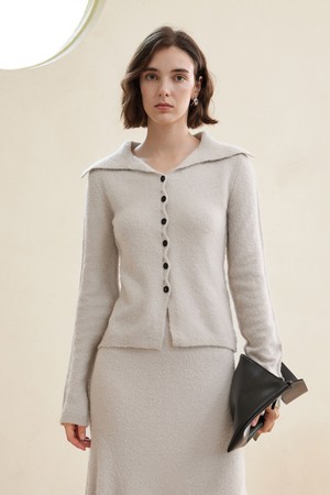 YY_Elegant gray slim knit cardigan