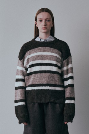 BA_Patchwork striped sweater_BROWN