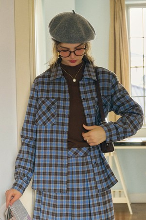 SR_Plaid casual blue check shirt