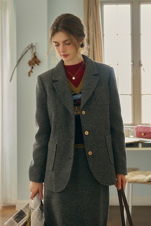 SR_Literary wool semi loose blazer