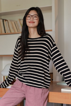 LS_Long sleeve striped overfit top