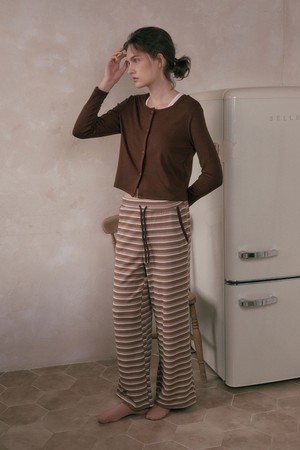 MJ_White line three piece pajamas_2color