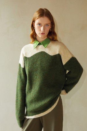 BA_Loose colour-block knit sweater