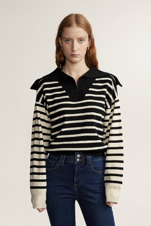 BA_Striped semi overfit knit sweater