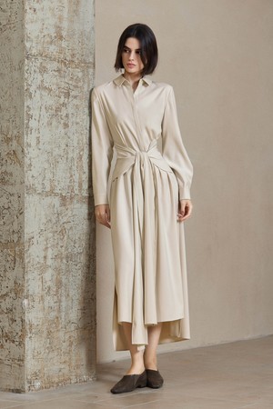 YY_Tie waist shirt dress_2color