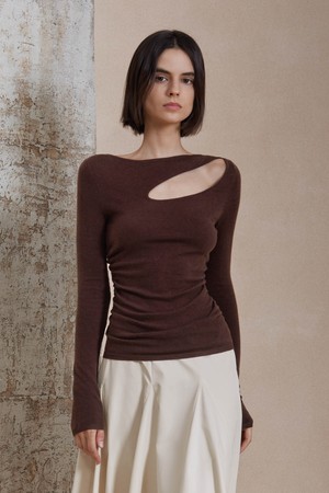 YY_Elegant cut-out knit top_2color