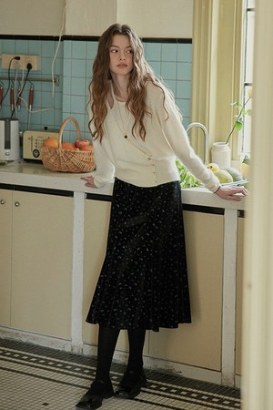 PM_Velvet floral banding skirt