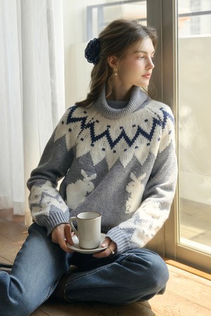 SR_Turtleneck rabbit wool knit sweater