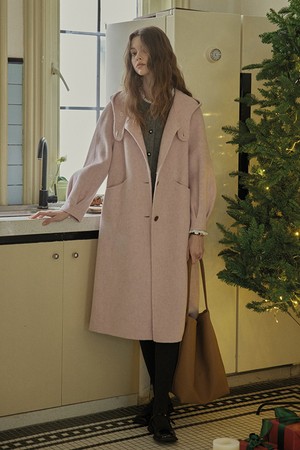 PM_Pink hooded balmacaan coat