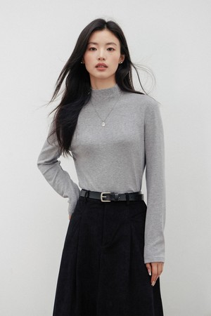 LS_Half-turtleneck slim knit top_4color