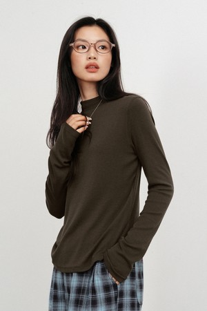 LS_Semi turtleneck slim knit top_4color