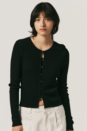 AR_Slim round neck cardigan_3color