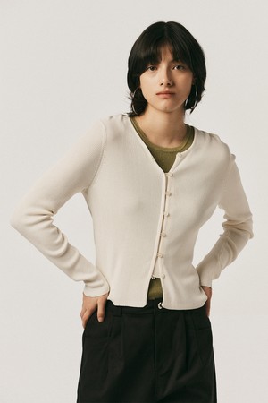 AR_Slim round neck cardigan_3color