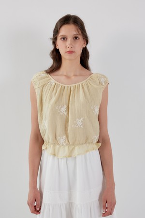 AR_Embroidered sleeveless top_YELLOW