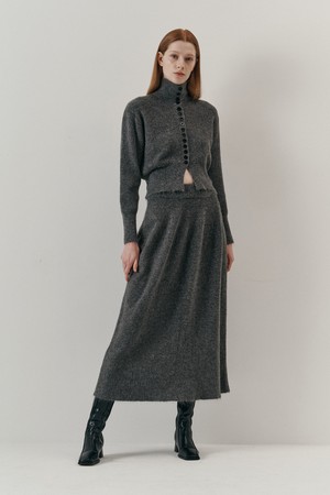 WD_Button neck cardigan skirt set_2color