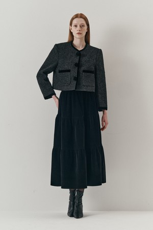 WD_Flower tweed jacket and skirt set