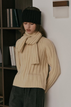 AR_Vertical striped muffler knit top