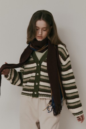 AR_Green striped knit cardigan