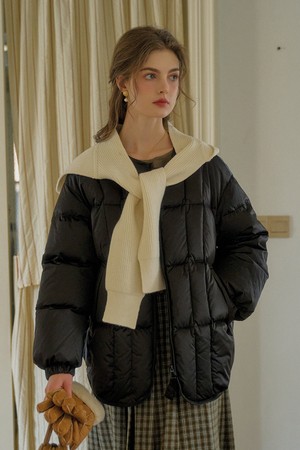 SR_Knit shawl duck down jacket