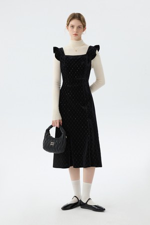 WD_Sequin velvet sleeveless dress