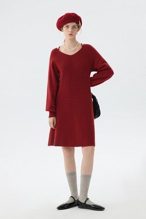 WD_V-neck knitted dress