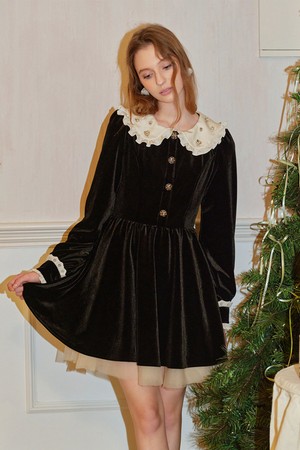 Cest_Doll collar velvet dress