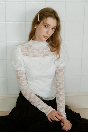 Cest_Lace puff long sleeve top