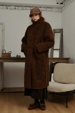 PM_Long fleece coat_BROWN