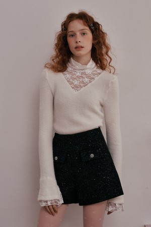 DD_Turtleneck lace knit top_2color