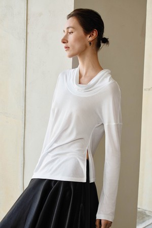 YY_Swing neck semi-loose top_2color