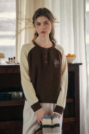 SR_Raglan sleeve crew neck knit top