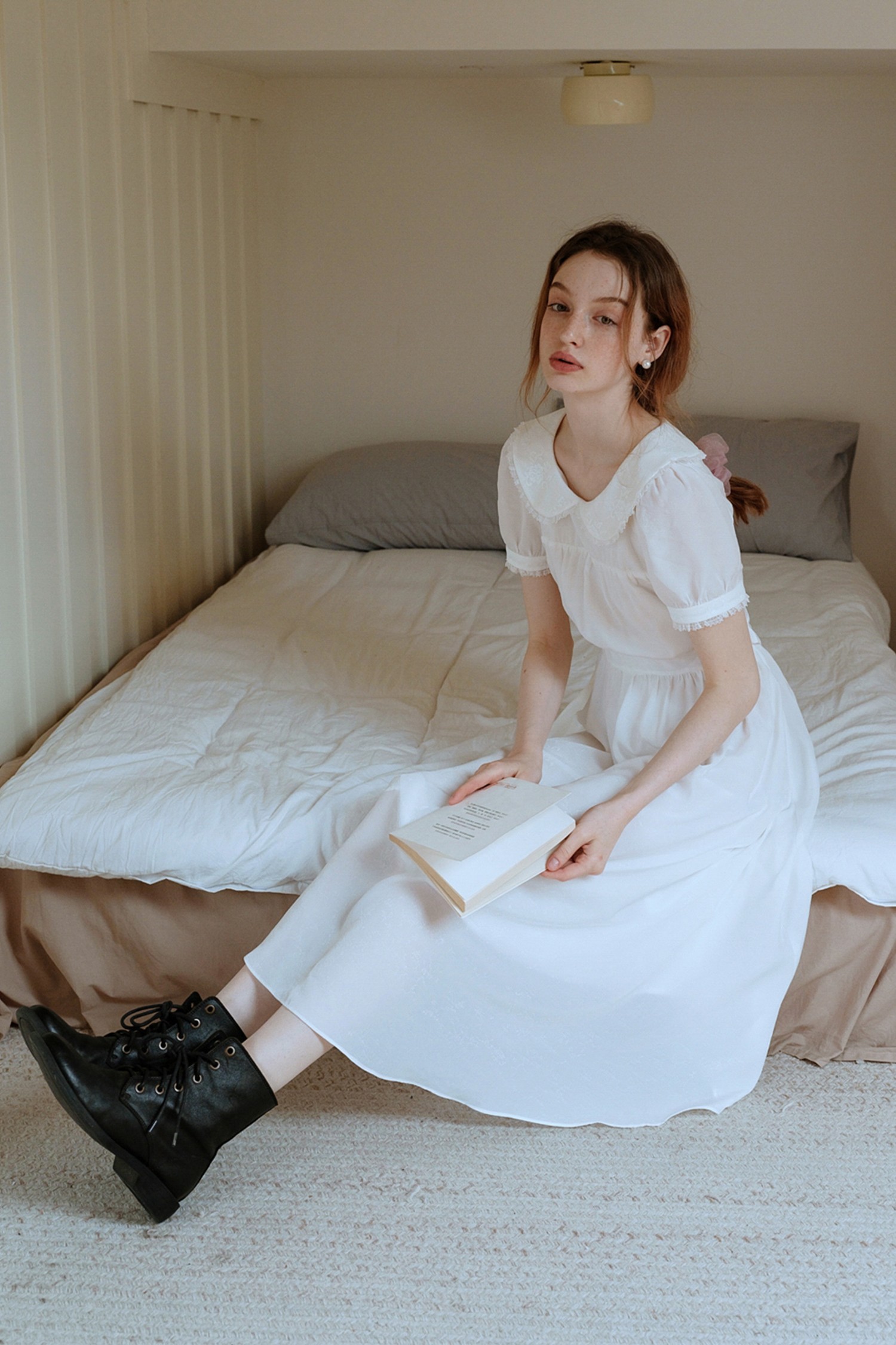 ★Cest Moidew★ Cest_Embroidery doll collar dress Cest_White doll collar chiffon dress_Cest Moidew - 코오롱몰