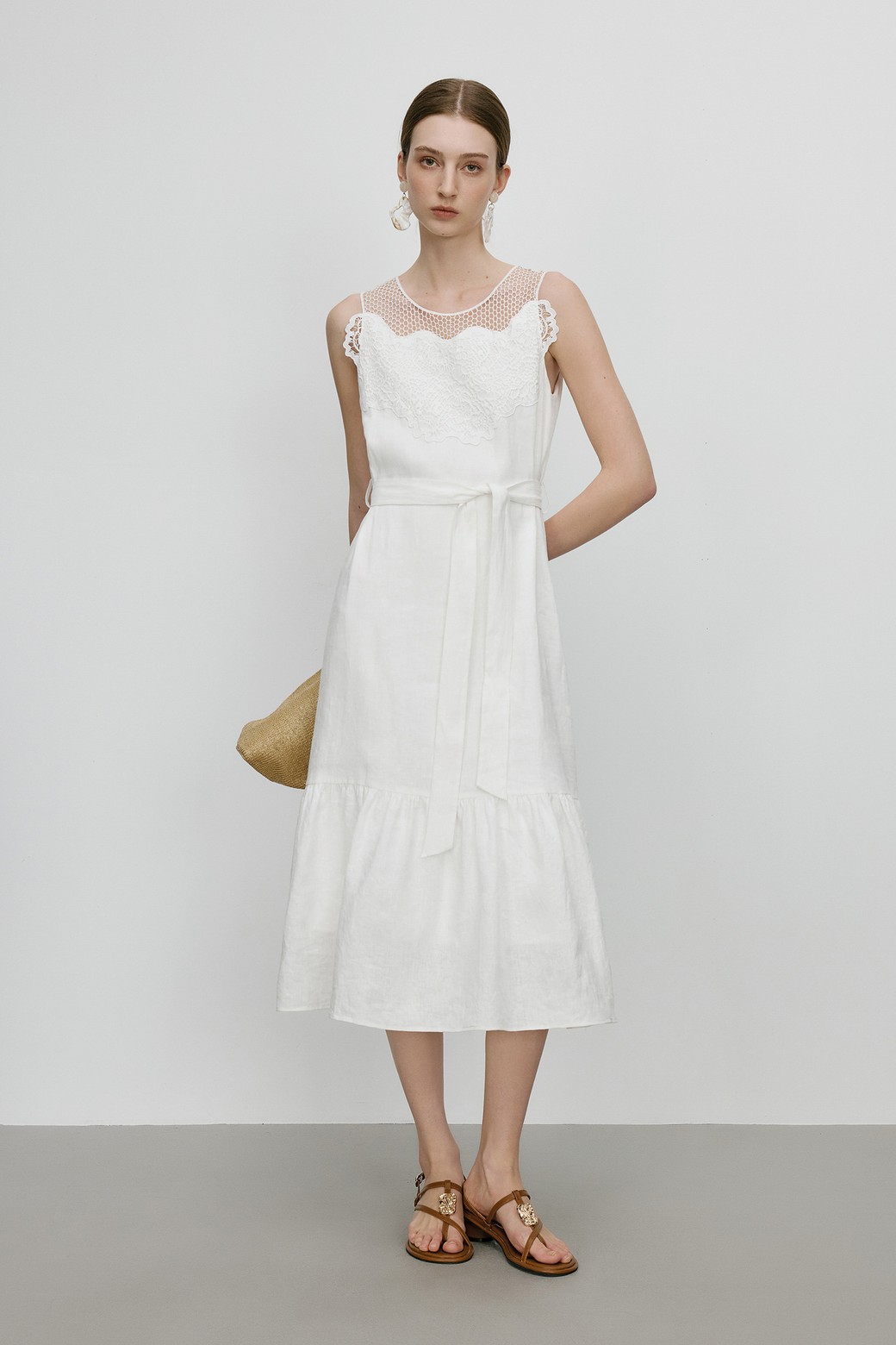 WE'DEE - 민소매 원피스 - Fishtail linen sleeveless dress