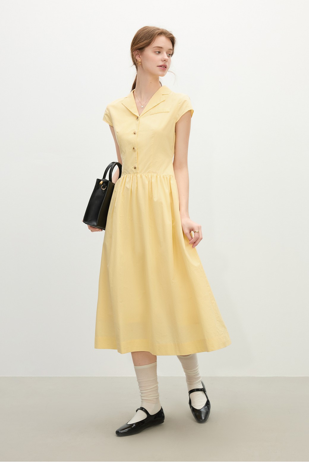 WE'DEE - 민소매 원피스 - Cuban collar shirt dress_2color