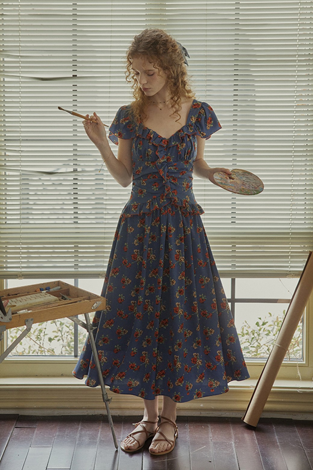 Proud Mary - 반소매 원피스 - Vintage rose frill dress